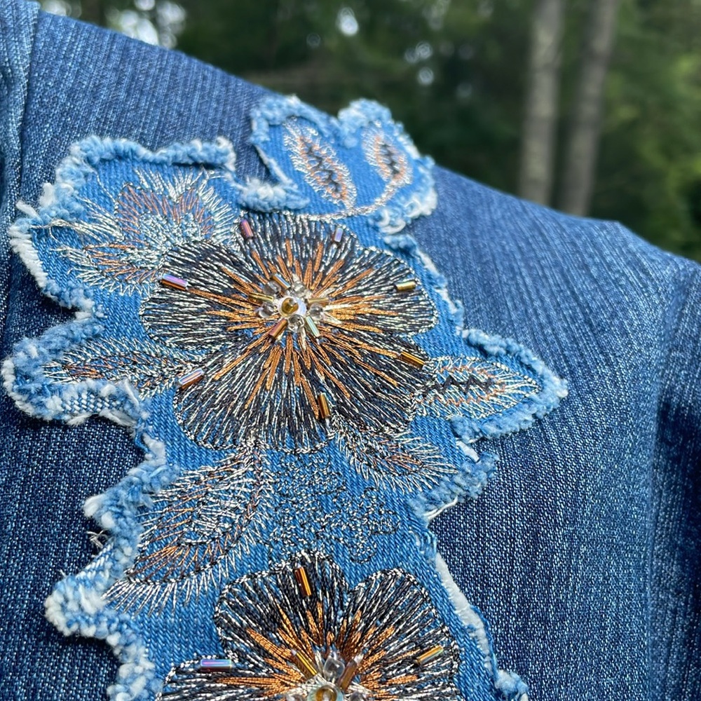 ❤️ CLASSIC VINTAGE VANDERBILT Beautiful Beaded floral embroidered appliqué Jeans